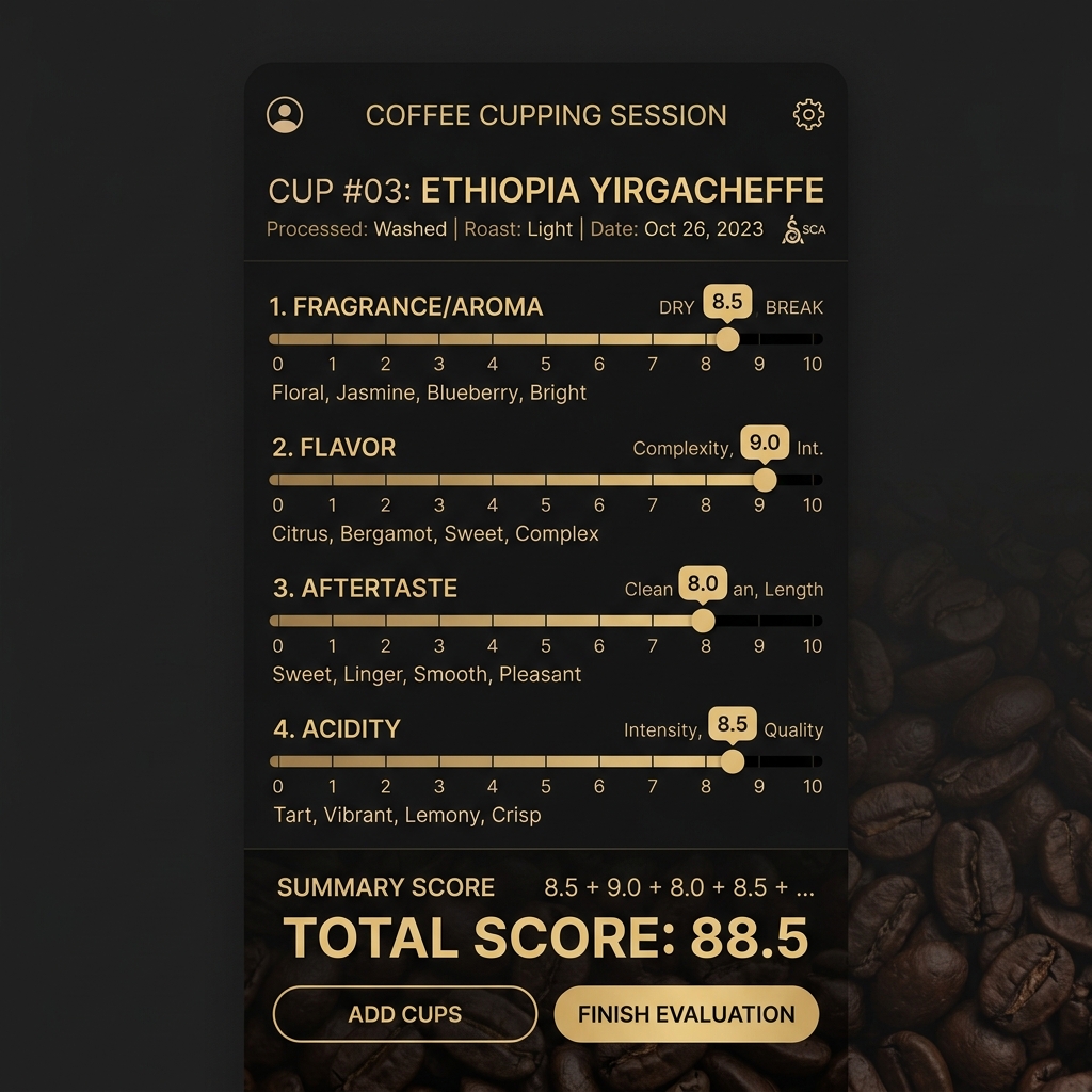 Tampilan Mobile CuppingNotes